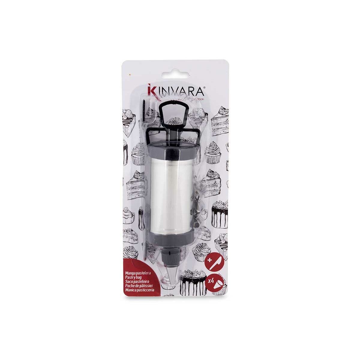 Pastry Bag Kinvara Black Silver Set (6 Units)